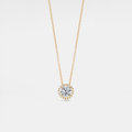 Perimade & Co. | Four-Prong Moissanite Halo Necklace | Yellow Gold 1.0 ct