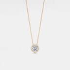 Four-Prong Moissanite Halo Necklace in 925 Sterling Silver: Silver / 2.0 ct