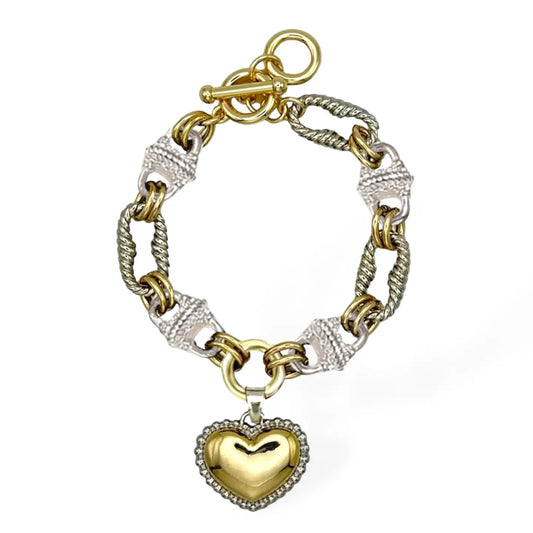 MBKJ Hammered Heart Charm Bracelet