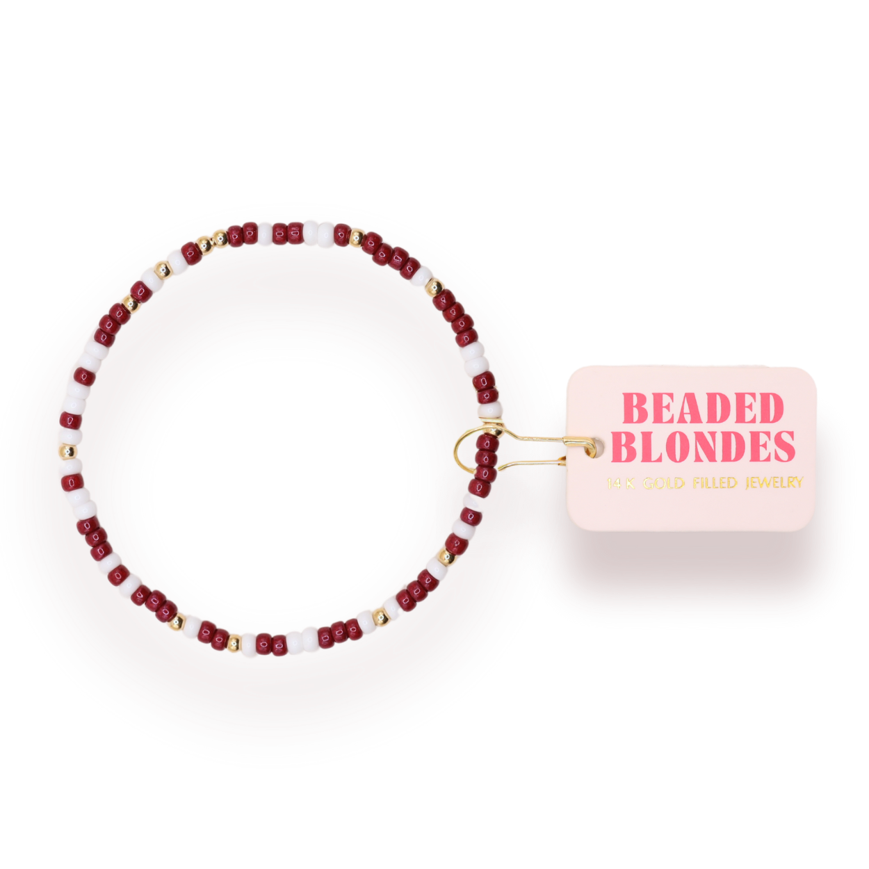 Beaded Blondes | Maroon and White Sprinkle Gold | Standard 6.75 inch