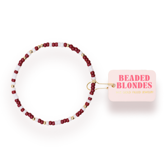 Beaded Blondes | Maroon and White Sprinkle Gold | Standard 6.75 inch