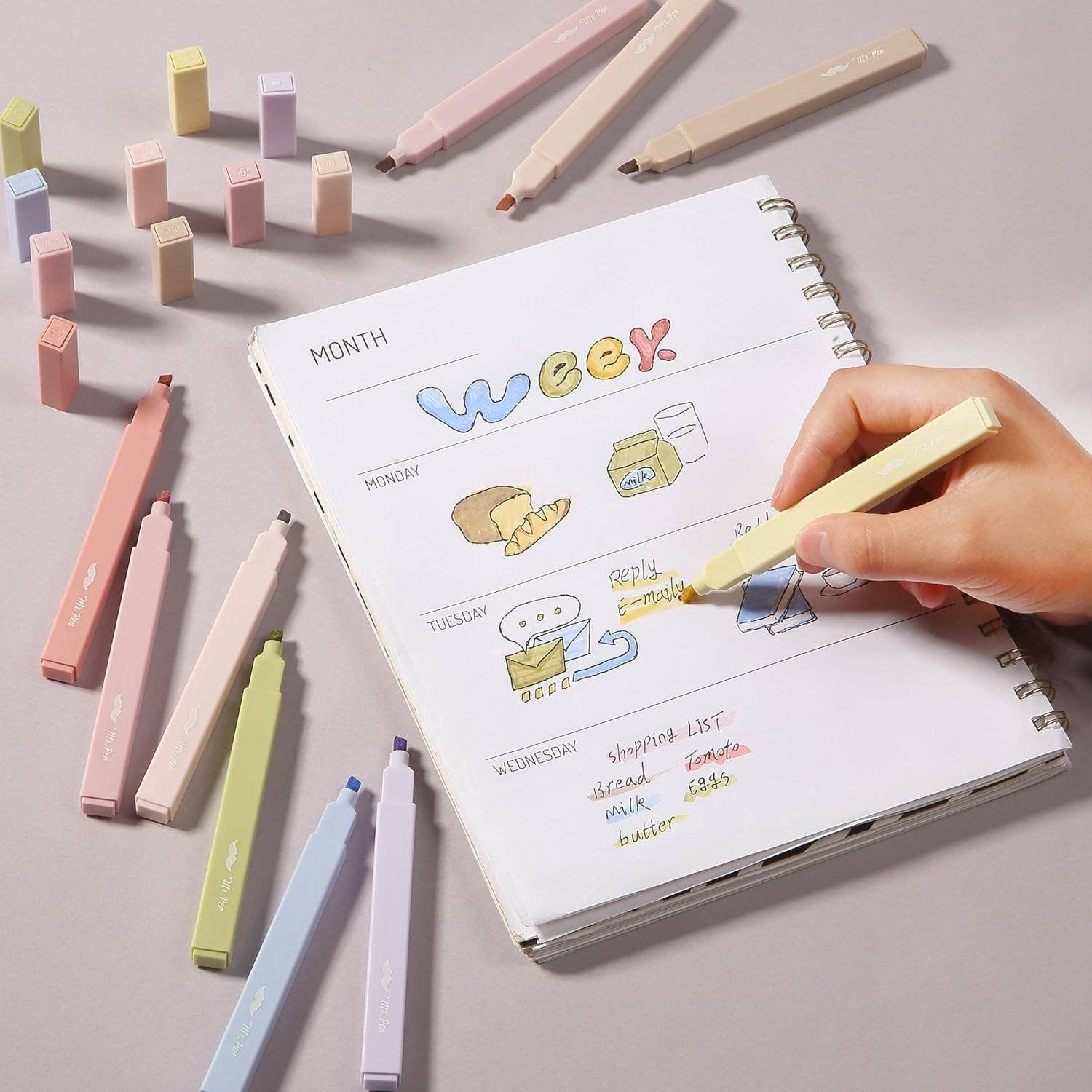 Mr. Pen | Aesthetic Highlighters, No Bleed | 10 Pack