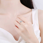 Ova Moissanite Pave Engagement Ring in 925 Sterling Silver: 2.0 ct / 8 1/4 US/CA
