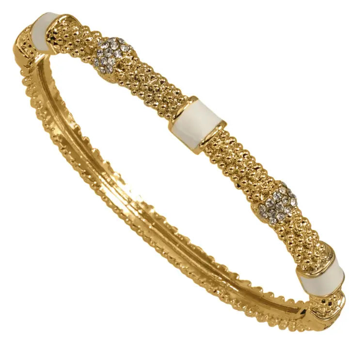 My Best Kept Jewelry Golden White Onyx & Crystal Station Bangle