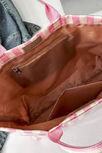 Nash Grey | Pink and Tan Striped TOTE BAG