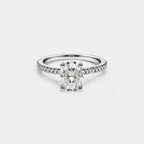 Ova Moissanite Pave Engagement Ring in 925 Sterling Silver: 2.0 ct / 8 1/4 US/CA