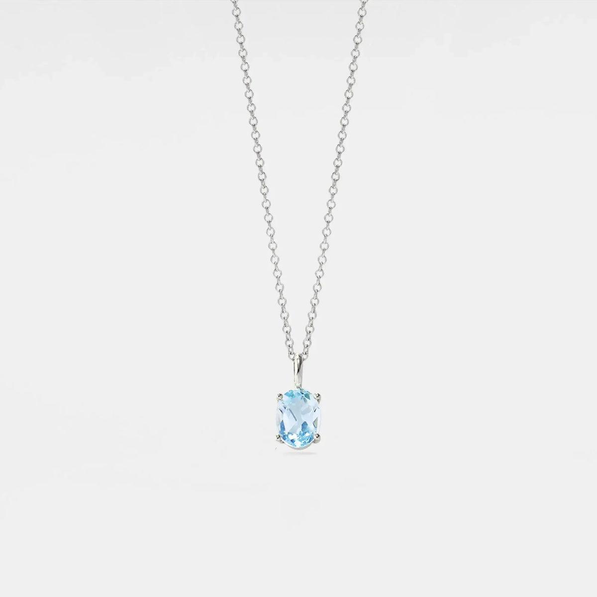 Oval Cut Blue Topaz Pendant Necklace in 925 Sterling Silver: Gold