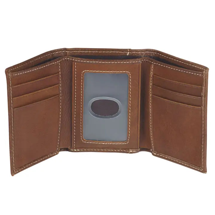 Christian Art Gifts | Wallet | Leather Brown Ichthus Badge
