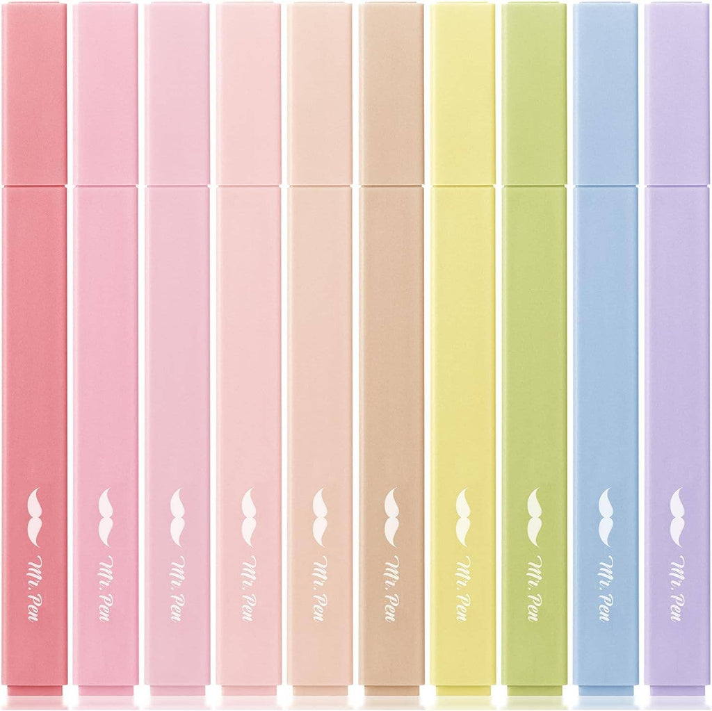 Mr. Pen | Aesthetic Highlighters, No Bleed | 10 Pack