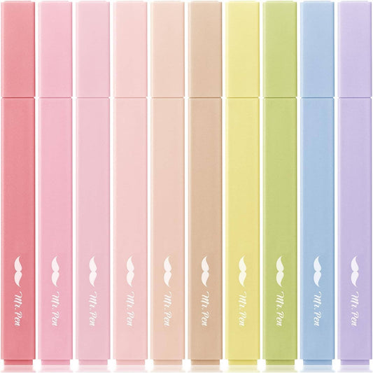 Mr. Pen | Aesthetic Highlighters, No Bleed | 10 Pack
