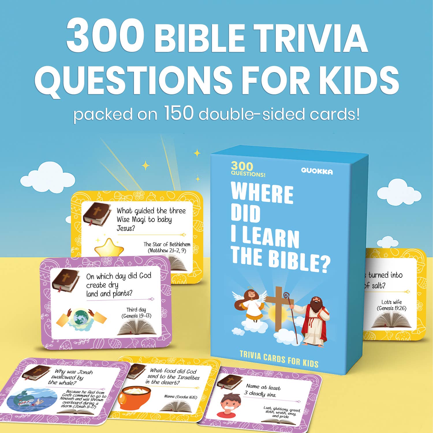 Quokka Bible Trivia Game - 300 Engaging Questions for Kids & Families