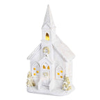 Lighted Figurine Church Snow Wreath 9.5H