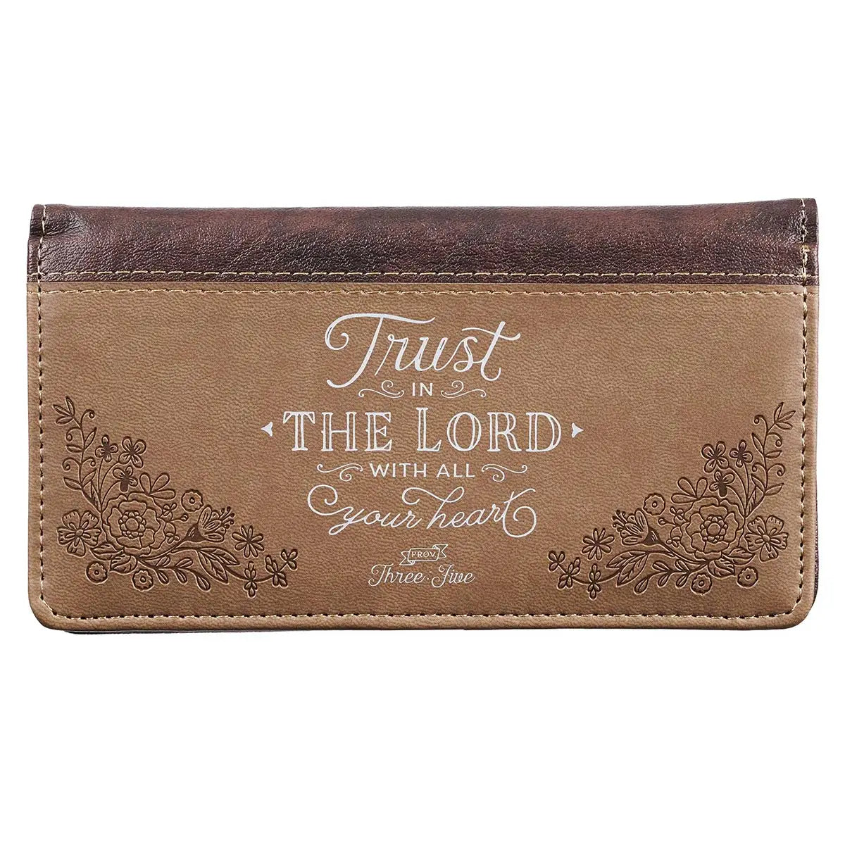 Christian Art Gifts | Checkbook Wallet | Brown Two-Tone Trust in the Lord Prov. 3:5-6