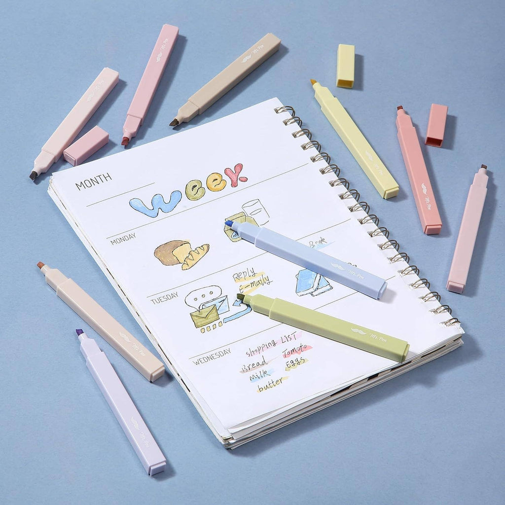 Mr. Pen | Aesthetic Highlighters, No Bleed | 10 Pack