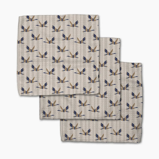 Geometry Striped Nautical Birds Dishcloth Set