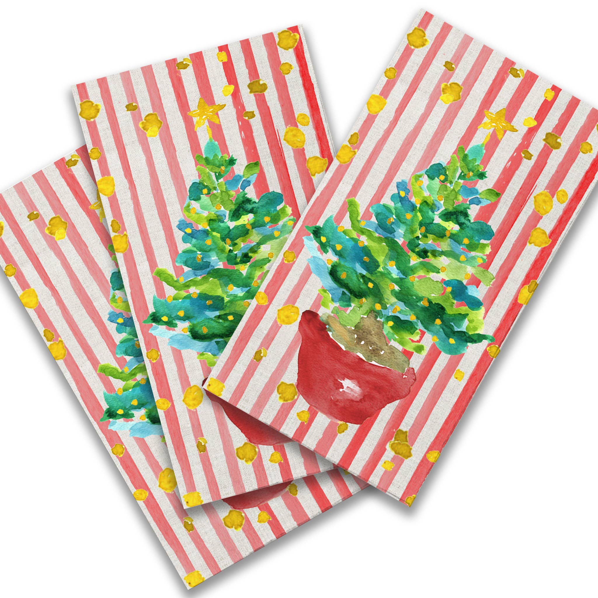 French Graffiti Red Potted Christmas Tree Guest Towel