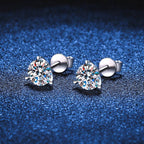 Three-Prong Moissanite Stud Earring in 925 Sterling Silver: 1.0 ct