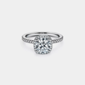 Moissanite Halo Engagement Band Ring in 925 Sterling Silver: 1.0 ct / 7 1/3 US/CA