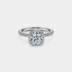 Moissanite Halo Engagement Band Ring in 925 Sterling Silver: 1.0 ct / 7 1/3 US/CA
