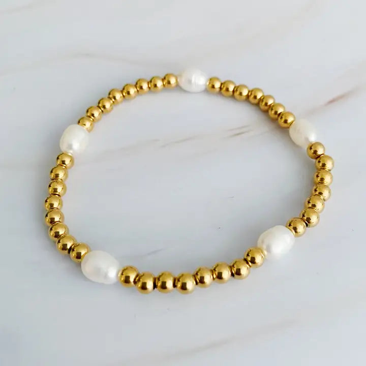 Ellison + Young Gold and Pearl Bead Bracelet