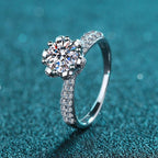 Moissanite Crown Engagement Ring in 925 Sterling Silver: 1.0 ct / 7 3/4 US/CA
