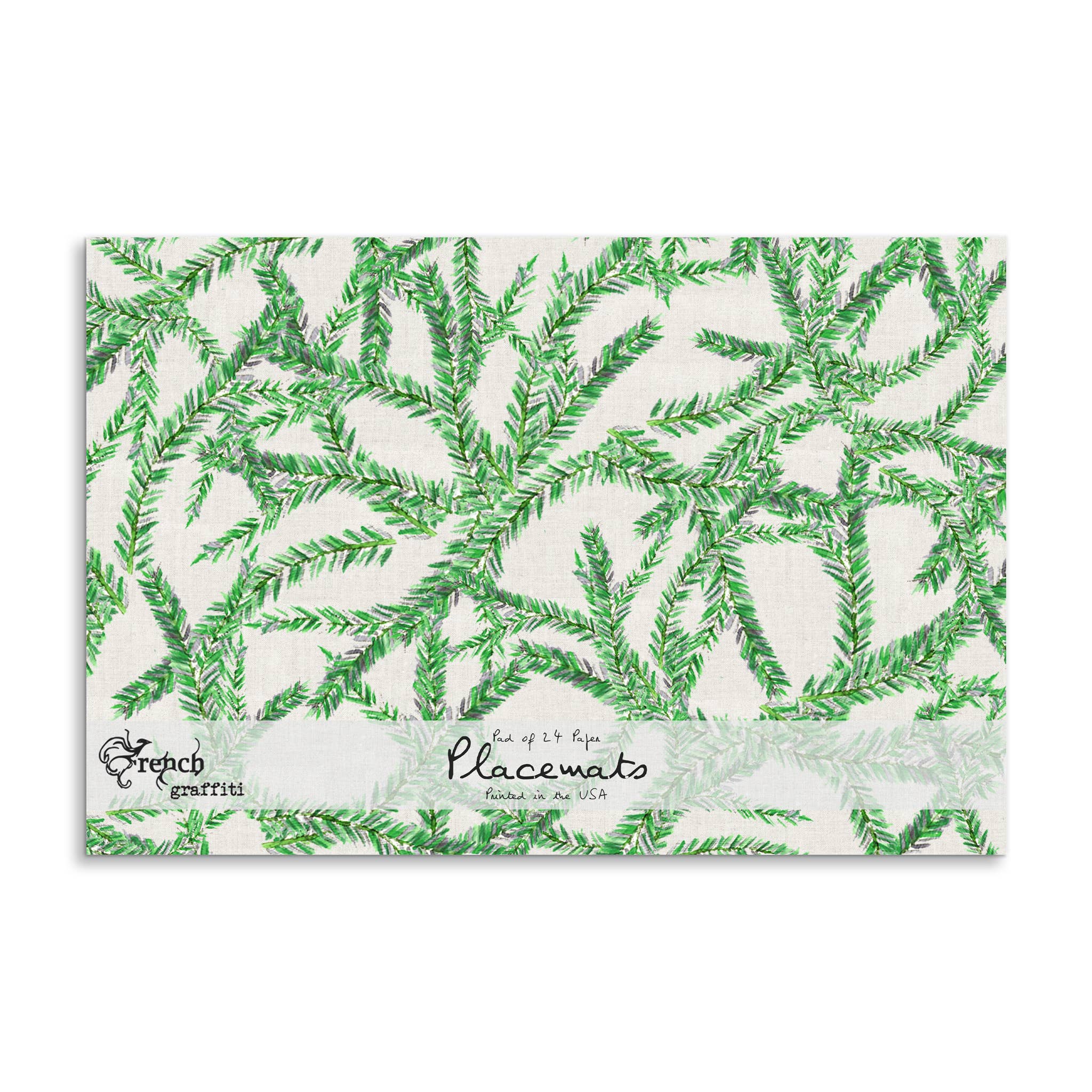 French Graffiti Classic Ornaments Greenery Paper Placemats