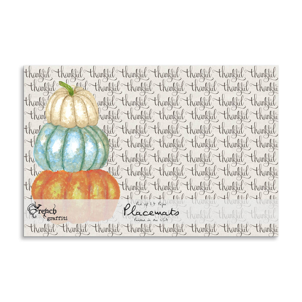 French Graffiti Thankful Pumpkins Paper Placemats