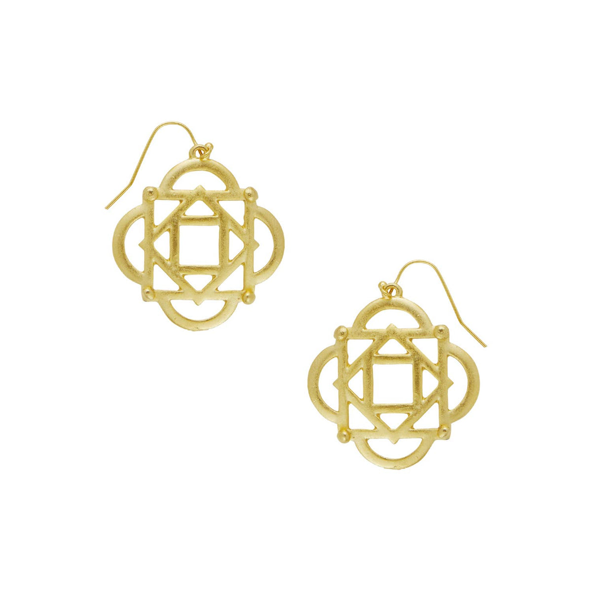 Susan Shaw | Earrings | Gold Curved Square Cut-Out