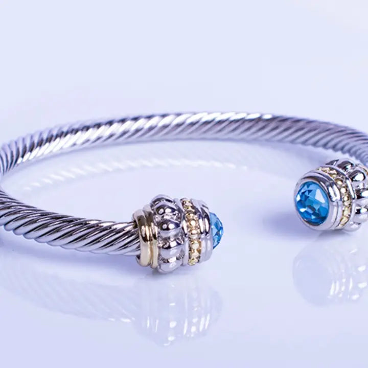 Cerulean Blue Beaded Bangle