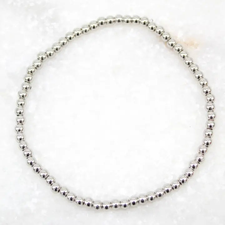 MIA Jewelry 3mm Silver Beaded Bracelet