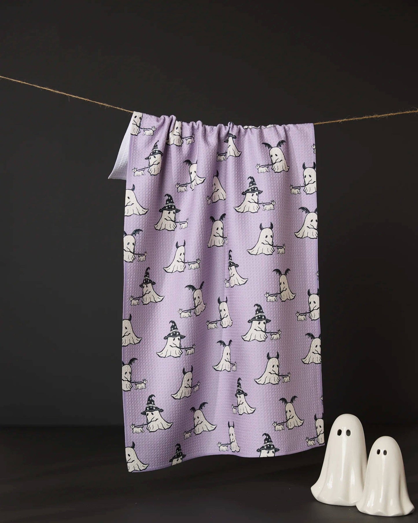 Geometry Spooky Ghost Walk Tea Towel