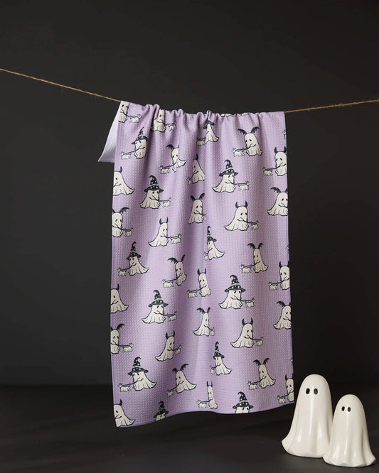 Geometry Spooky Ghost Walk Tea Towel