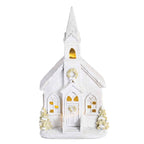 Lighted Figurine Church Snow Wreath 9.5H