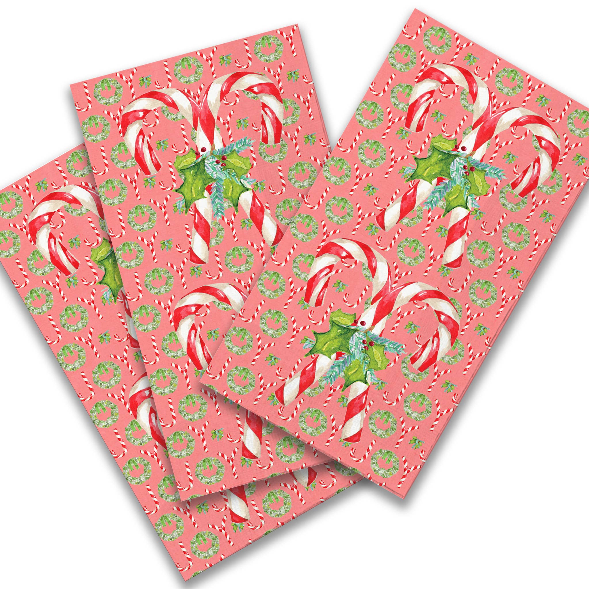 French Graffiti Candy Canes with Greens Guest Towel
