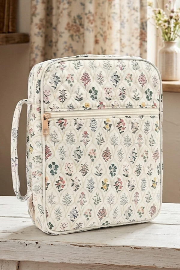 Nash Grey | Zipper Bible Cover | Cream Floral