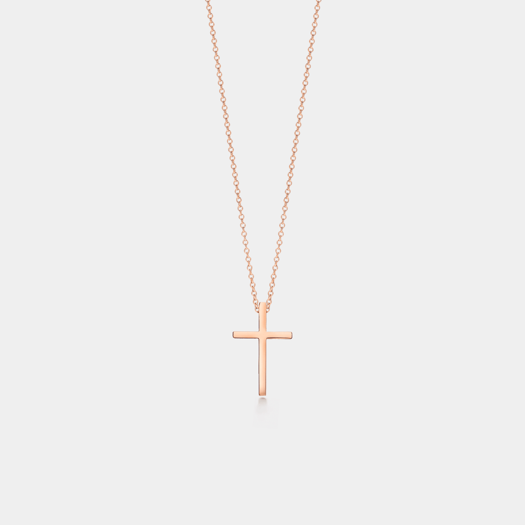 Dainty Cross Charm Pendant Necklace in 925 Sterling Silver: Gold
