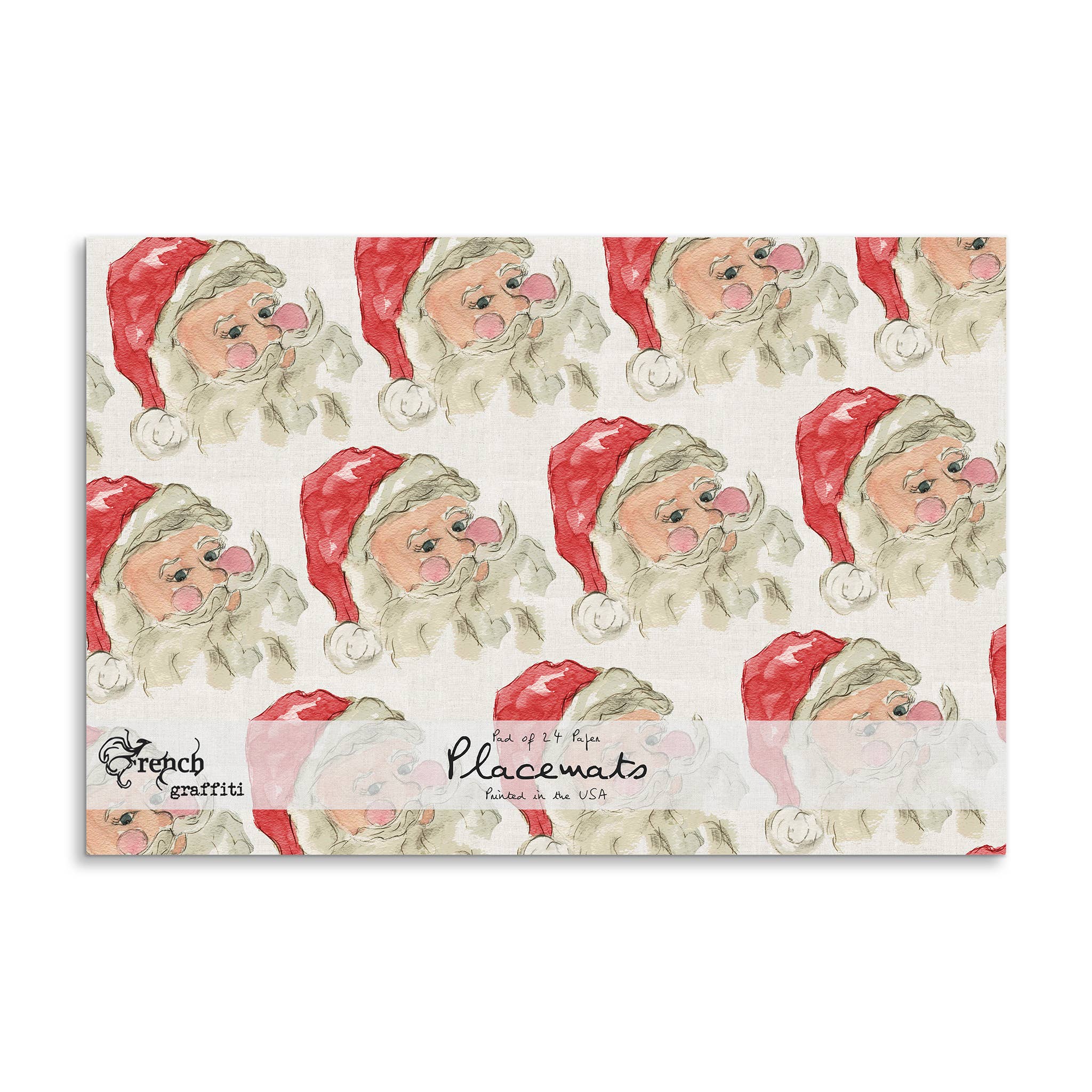 French Graffiti Santa with Red Hat Paper Placemats