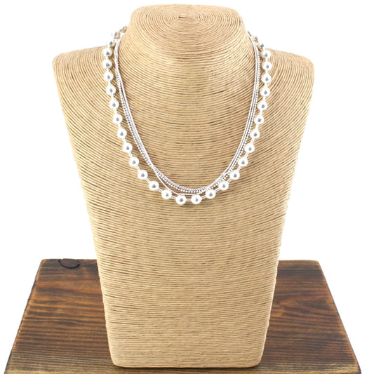 Pretty Persuasion Silver Multi Chain Bead Necklace