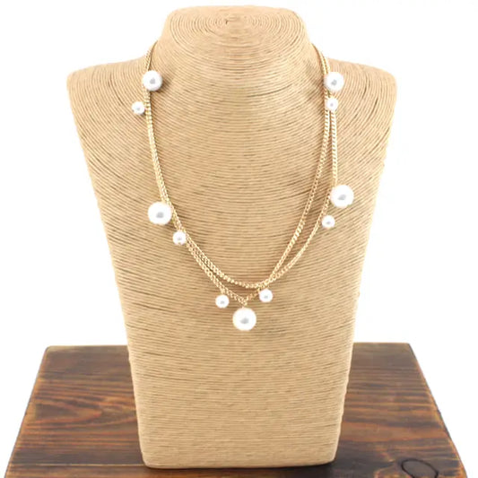 Pretty Persuasion Gold Pearl Necklace