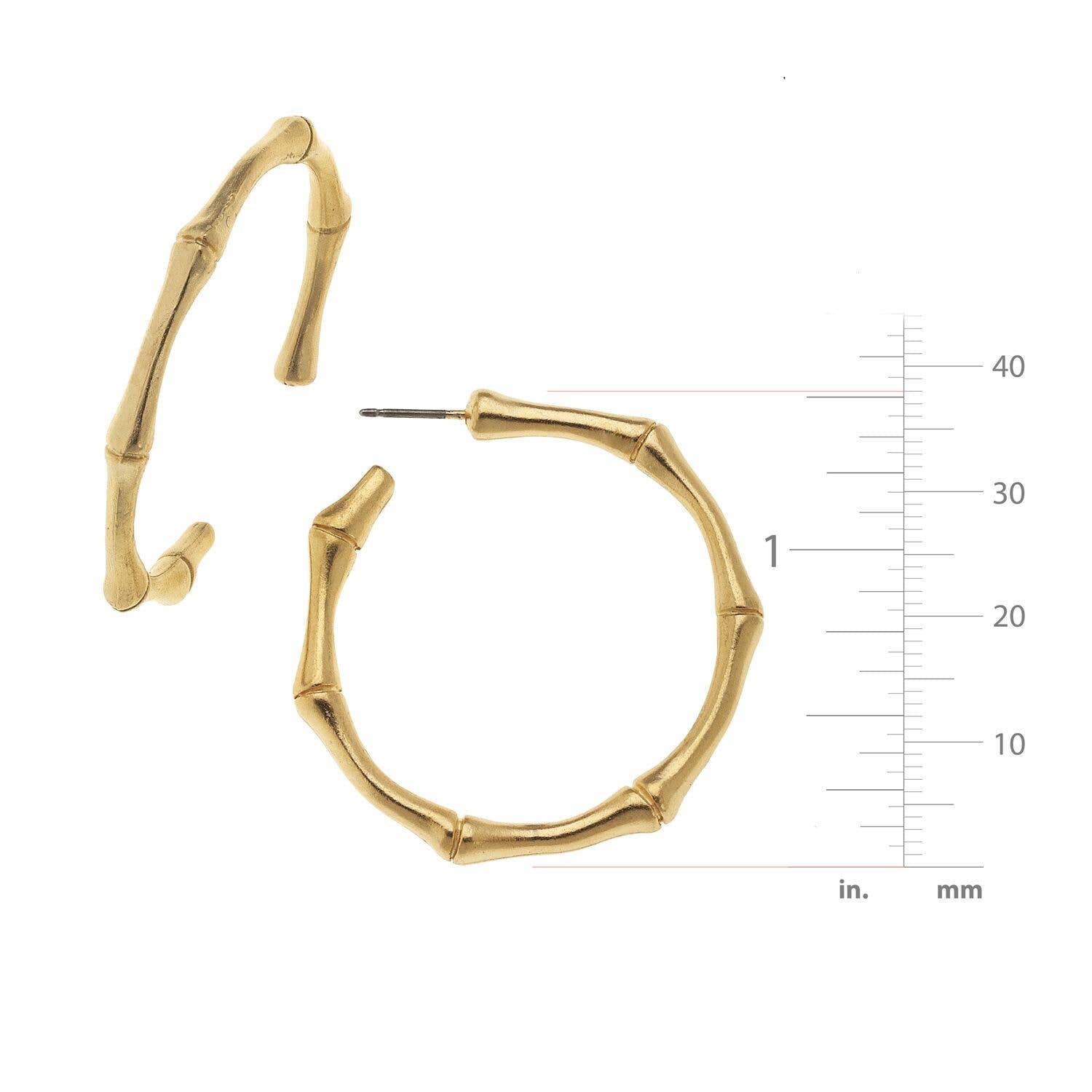 Susan Shaw | Earrings | Gold Bamboo Hoops
