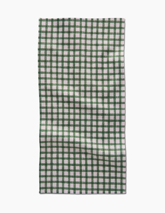 Geometry Fireside Plaid Green Bar Towel
