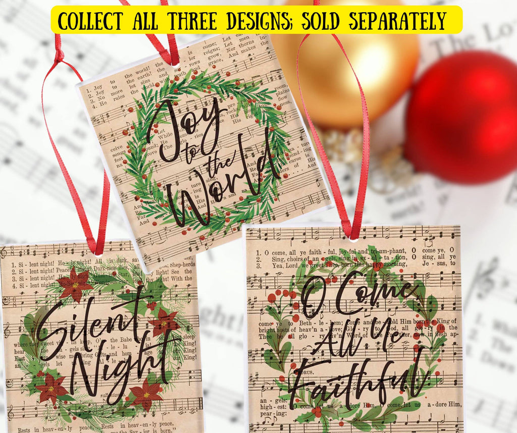 Dicksons Come All Ye Faithful Hymn Glass Ornament