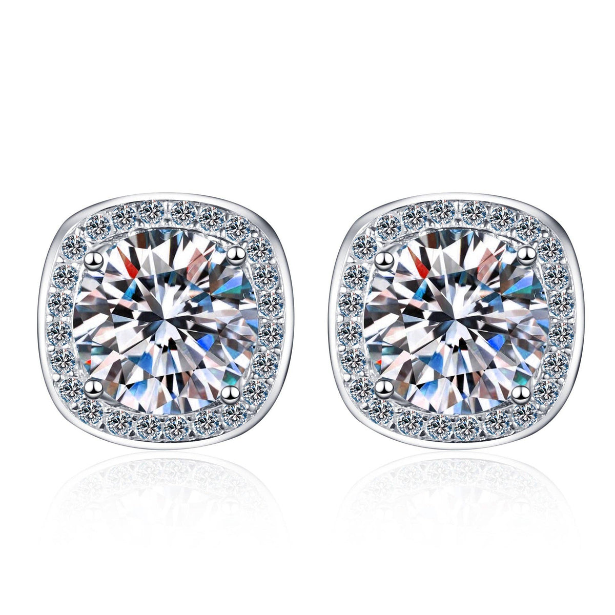 Perimade & Co | Four-Prong Moissanite Stud Earrings | Sterling Silver: 1.0 ct