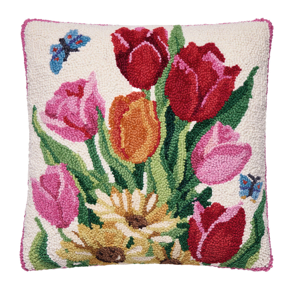 Springtime Tulips Hook Pillow - Sally Eckman Roberts