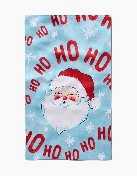 Geometry Merry Santa Claus Tea Towel