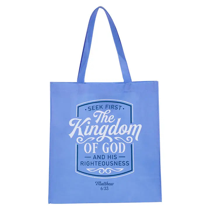 Christian Art Gifts | Tote Bag | Blue Seek First the Kingdom of God Matt. 6:33