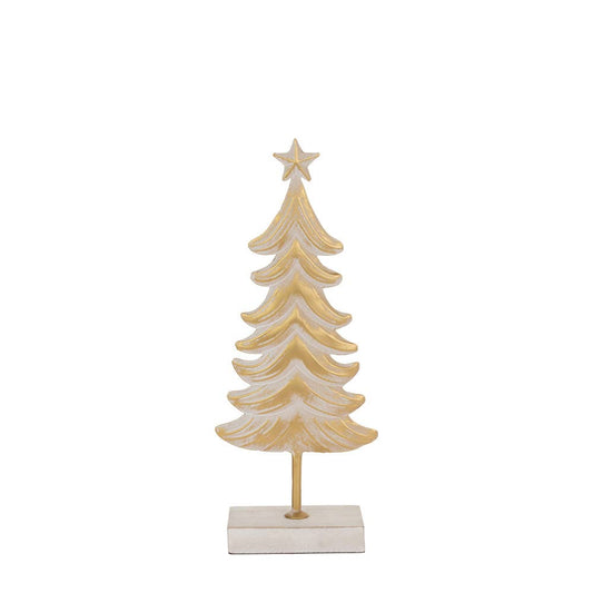 Boston International Small Metal White & Burnished Gold Tree Christmas 11.25"