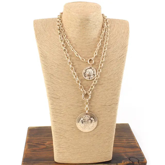 Pretty Persuasion Gold Double Shield Necklace