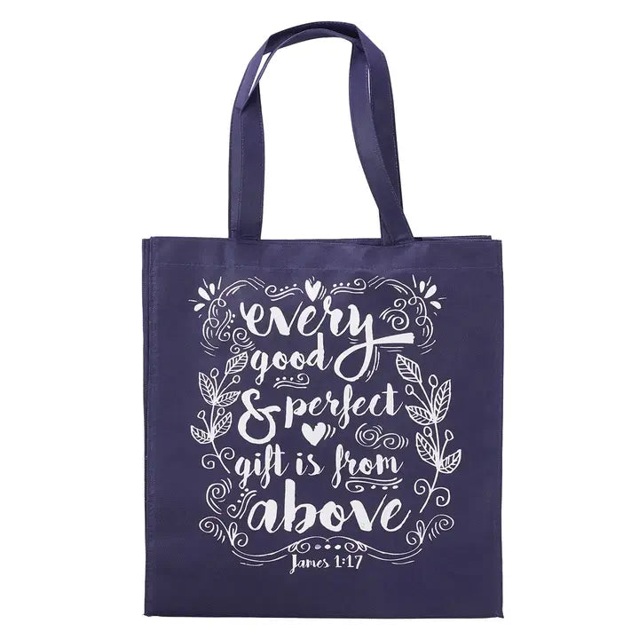 Christian Art Gifts | Tote Bag | Navy Every Good Gift & Perfect Gift James 1:17