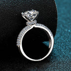 Moissanite Pave Band Engagement Ring in 925 Sterling Silver: 6 1/2 US/CA